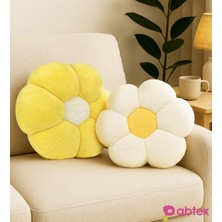 Ayıcı Oyuncak 2'li Dekoratif Papatya Şeklinde Peluş Yastık 40 cm – Yumuşak ve Konforlu Tasarım