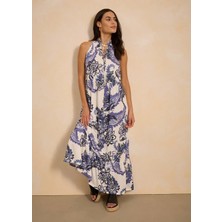 Kadın Büyük Beden Beyaz, Çiçek Desenli Elbise 65N38980