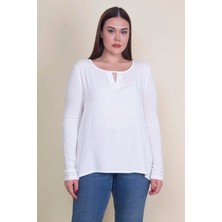 Kadın Büyük Beden Kemik, Yaka Detaylı Bluz 65N39050