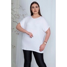Kadın Beyaz V Yakalı Düşük Kol Bluz 65N23546