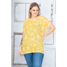 Kadın Sarı Düşük Kol Ön Desenli Bluz 65N22838