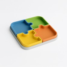 Puzzle Tasarımlı Renkli 4'lü Servis Tabak Seti