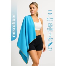 Unisex Mikrofiber Plaj Havlusu 80X130 cm Yumuşak Dokulu Deniz Banyo Sporcu Havlusu Large Boy Turkuaz