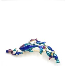 Balina Sürüsü Broş - Mavi