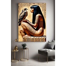 Özkacar Group Antik Mısırlı Kadın ve Kartal Ev Duvar Salon Güzelli̇k Salonu Ofi̇s Dükkan Dekarasyon Kanvas Tablo