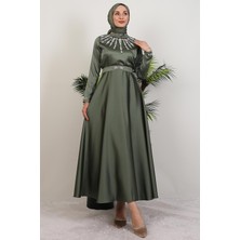 Taş Işleme Detay Elbise Haki