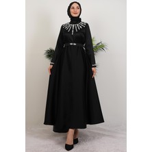 Taş Işleme Detay Elbise Siyah