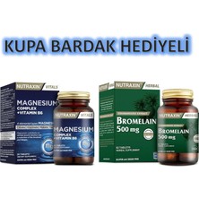 Nutraxin Magnesium Complex Vitamin B6 60 Tablet-Nutraxin Bromelain 500 mg 60 Tablet (Kupa Bardak Hediyeli)