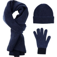 Kiğılı Yünlü Desenli Atkı & Bere & Eldiven Takımı