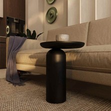Simillo Home & Living Siyah Renk Masif Ahşap Mantar Sehpa – Doğal Tekli Yan Sehpa