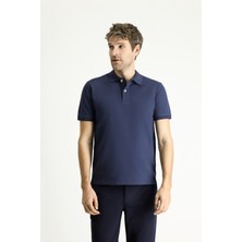 Slim Fit Dar Kesim Nakışlı Pamuk Polo Yaka Tişört