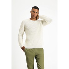 Bisiklet Yaka Regular Fit Çizgili Triko Kazak