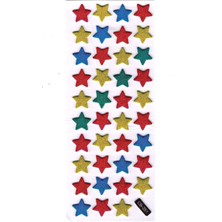 Sticker Kabartmalı Sticker Defter Planlayıcı Etiket (CB351) 16X7 Cm- Mini Renkli Yıldızlar