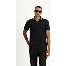 Polo Yaka Regular Fit Desenli Pamuklu Tişört