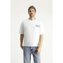 Bisiklet Yaka Oversize Baskılı Süprem Pamuk Tişört