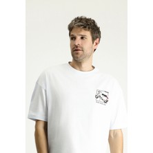 Bisiklet Yaka Oversize Baskılı Süprem Pamuk Tişört