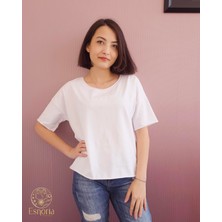 Orta Boy Oversize Düz Beyaz Tişört