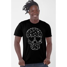 Yıldızlı Kurukafa Siyah Kısa Kollu Erkek T-Shirt