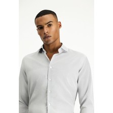 Kiğılı Uzun Kol Slim Fit Klasik Yaka Pamuklu Kolay Ütülenebilir Desenli Gömlek