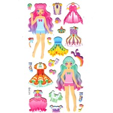 Sticker Kabartmalı Stiker Çıkartma Etiket (XHC073)-18X9 Cm- Parti Kız Giydirme
