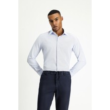 Kiğılı Uzun Kol Slim Fit Klasik Yaka Pamuklu Kolay Ütülenebilir Desenli Gömlek