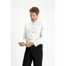 Ata Yaka Slim Fit Dar Kesim Pamuklu Kolay Ütülenebilir Gömlek