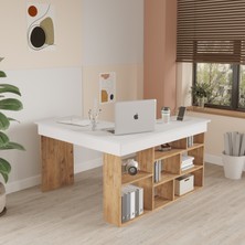 Corner Kitaplık Raflı Çalışma Masası Çam-Antrasit Cor5-Aw