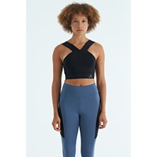 Tommy Life Siyah Logo Baskılı Dar Kalıp Dalgıç Kumaş Kadın Büstiyer - 97259