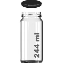 244 ml Kavanoz Metal Siyah Konserve Kapaklı 244 cc Şeffaf Uzun Cam Kavanoz 1 Adet