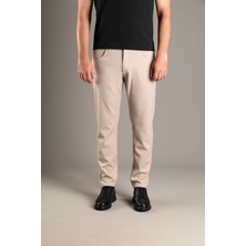 Zeki Özer Erkek Bej Esnek  Keten Pantolon