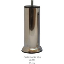 Doruk Vidalı Baza Koltuk Dolap Metal Krom Ayak , M/8, 15 Cm