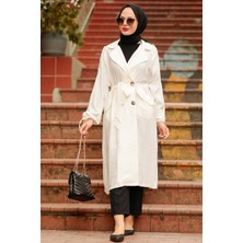 Neva Style Klasik Yaka Ekru Tesettür Kap 41060E