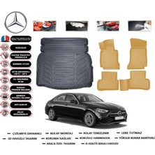 Mercedes C Serisi W205 2015 Model Rampalı Kulaklı Bagaj Havuzu(Paspası)+Araca Özel Bej Paspas Flex