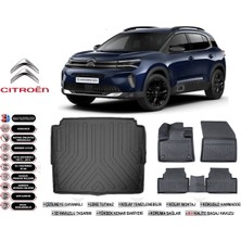Citroen C5 Aircross 2017 Model Alt Bagaj Havuzu Araca Özel Siyah Extra Havuzlu Paspas Takımı