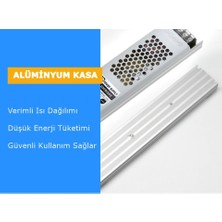Çok Kaliteli  5 Amper (60W) Süper Slim 12V Trafo, Alüminyum Bal Peteği Gövde 12V, 60W LED Driver