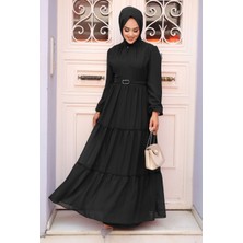 Neva Style Kat Piliseli Siyah Tesettür Elbise 57250S