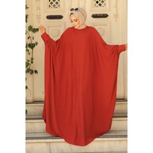 Neva Style Yarasa Kol Kiremit Tesettür Elbise 5867KRMT