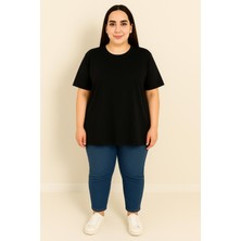 Moda Xlarge Kadın Büyük Beden Kısa Kollu Basic Oversize T-Shirt 1976-25