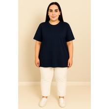 Moda Xlarge Kadın Büyük Beden Kısa Kollu Basic Oversize T-Shirt 1976-25