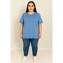 Moda Xlarge Kadın Büyük Beden Kısa Kollu Basic Oversize T-Shirt 1976-25
