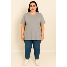 Moda Xlarge Kadın Büyük Beden Kısa Kollu Basic Oversize T-Shirt 1976-25