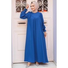 Neva Style Drape Detaylı İndigo Mavisi Tesettür Elbise 23211IM
