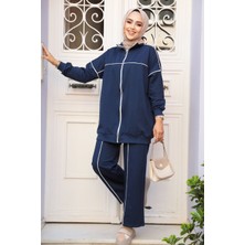 Neva Style Fermuarlı Lacivert Tesettür İkili Takım 20105L