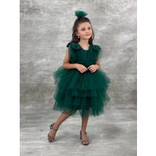 Bes Trend Kız Çocuk Abiye Elbise Kat Kat Tokalı Elbise