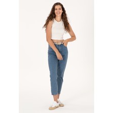 U.S. Polo Assn. Kadın Açık Mavi Mom High Waist Fit Jean Pantolon 50297476-Dn0027