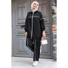 Fermuarlı Siyah Tesettür Ikili Takım 20105S