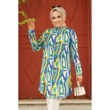 Neva Style Desenli Sarı Tesettür Tunik 11679SR