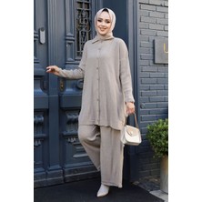 Neva Style Düğmeli Vizon Tesettür Triko Ikili Takım 33860V