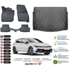 Volkswagen Golf 8 2020 Sonrası 3D Alt Bagaj Havuzu+3d Araca Özel Paspas Takımı Birebir Uyumlu