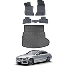 Mercedes C Serisi 2019 Model Rampalı Kulaklı Bagaj Havuzu Araca Özel Siyah Kauçuk Paspas Takımı